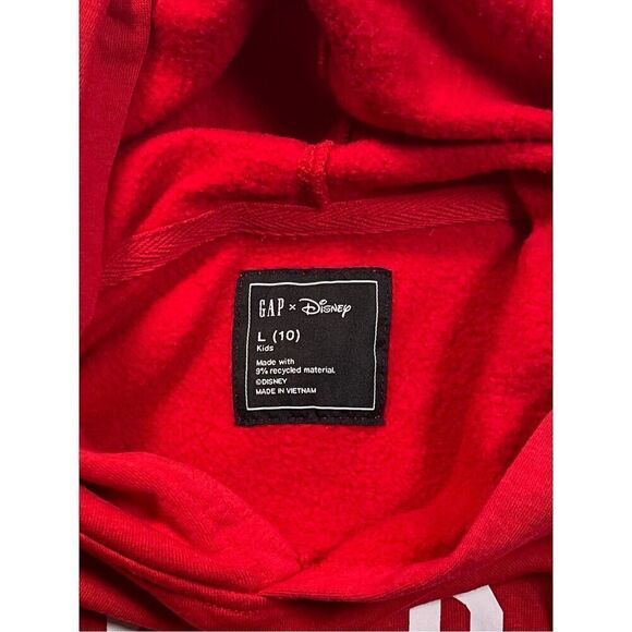 GAP x Disney Mickey Mouse Graphic Hoodie Modern Red Unisex Kids Size Large EUC - Picture 4 of 10